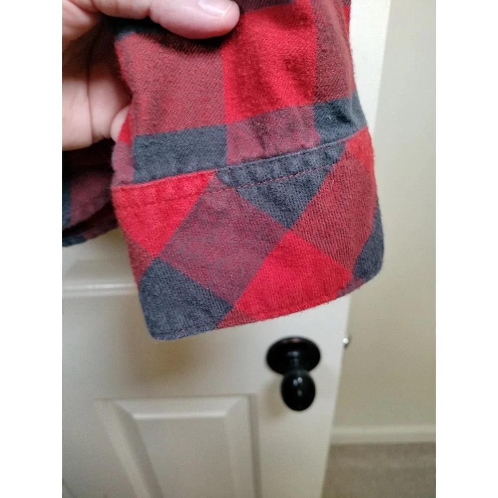 The North Face Flannel Shirt Mens Large Red Black Buffalo Check Long Sleeve